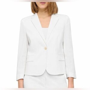 THEORY White Good Linen Shrunken Blazer Size 8